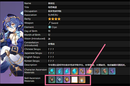 原神莱依拉天赋突破材料是什么 莱依拉技能升级材料一览
