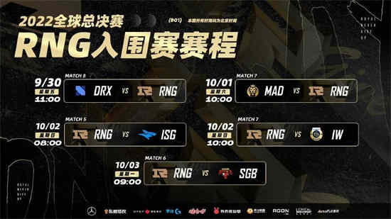 英雄联盟s12赛程怎么安排RNG 2022最新RNG小组比赛表