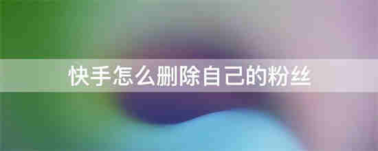 快手怎么移除粉丝 快手移除粉丝教程