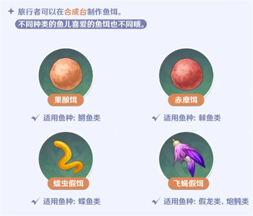 原神钓鱼对应的鱼饵一览